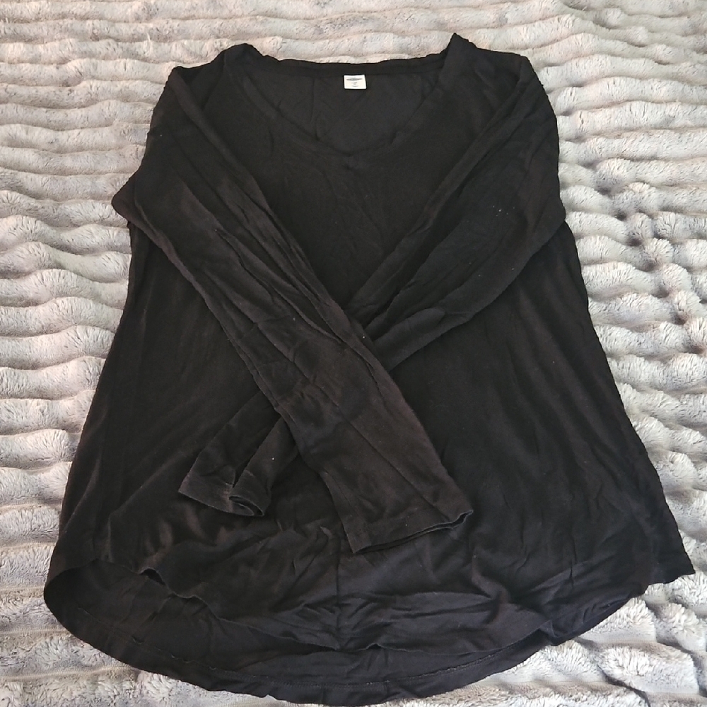 Old Navy Black Relaxed Long Sleeve Blouse